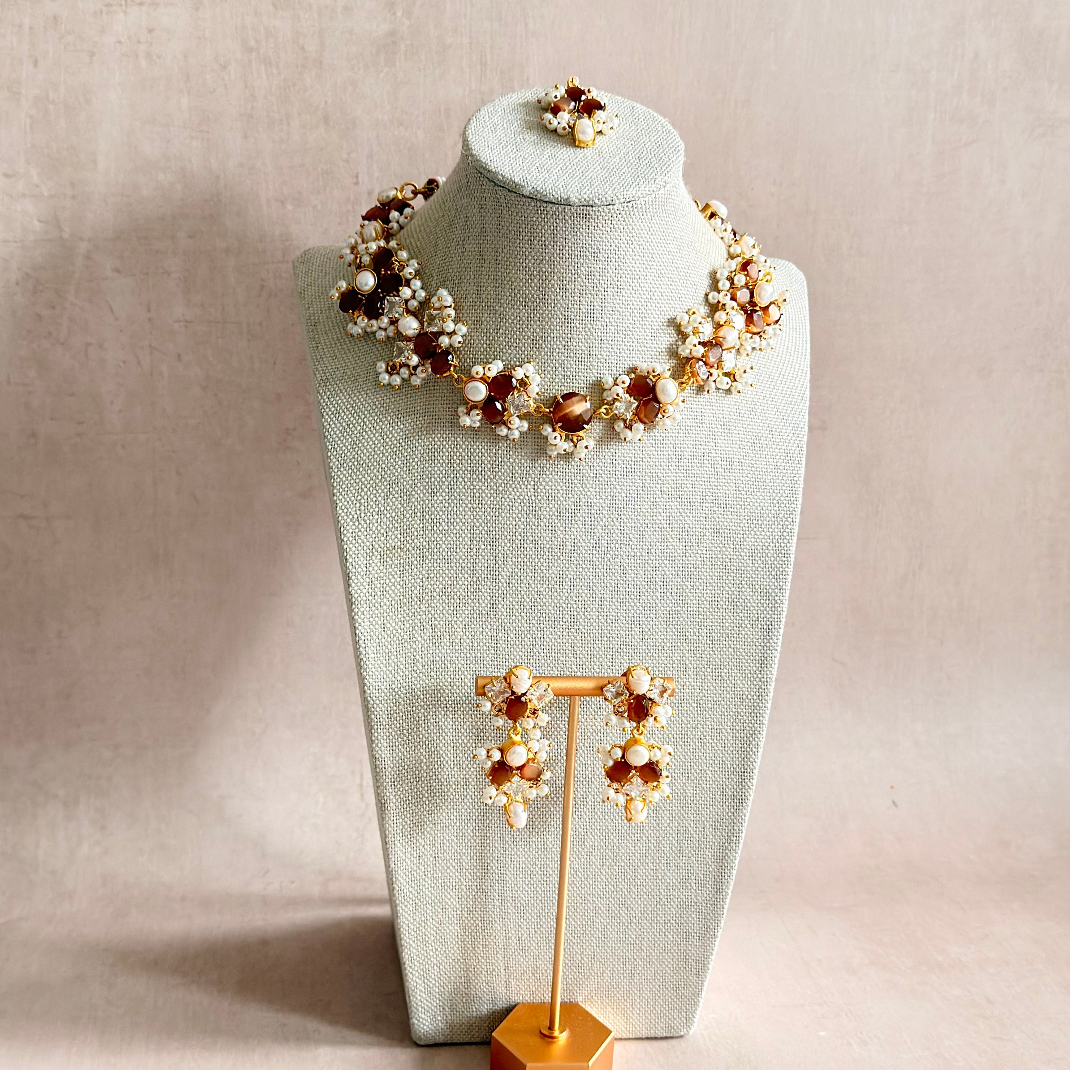 Elouise Espresso Necklace Set - Ahseya & Co