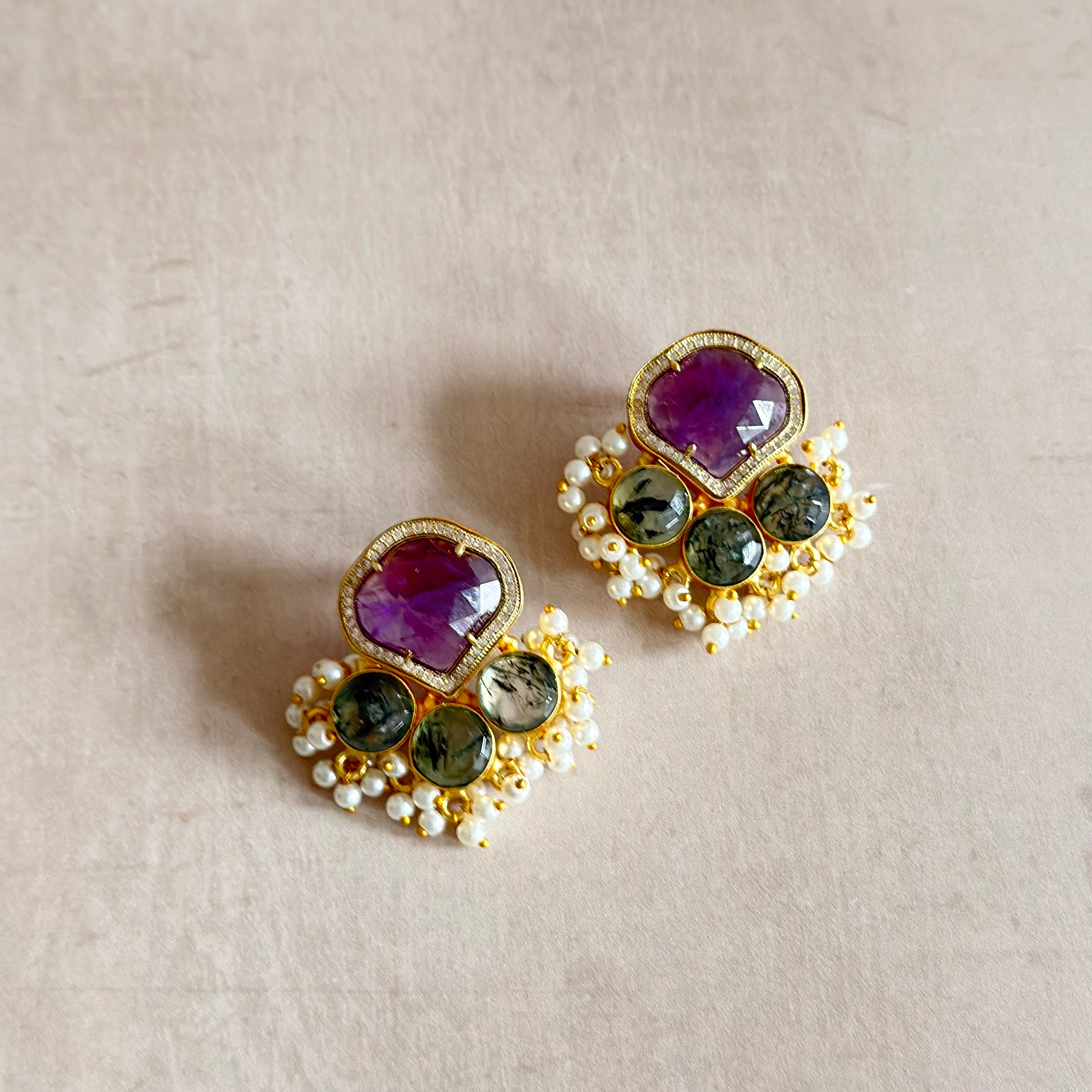 Yevette Purple Stud Earrings - Ahseya & Co