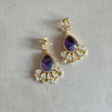 Purple Crystal Drop Earrings