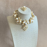 Inaya Crystal Pearl Choker Necklace Set