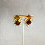 Rania Espresso Crystal Stud Earrings - Ahseya & Co