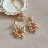 Imaanah Pink Crystal Tikka Set