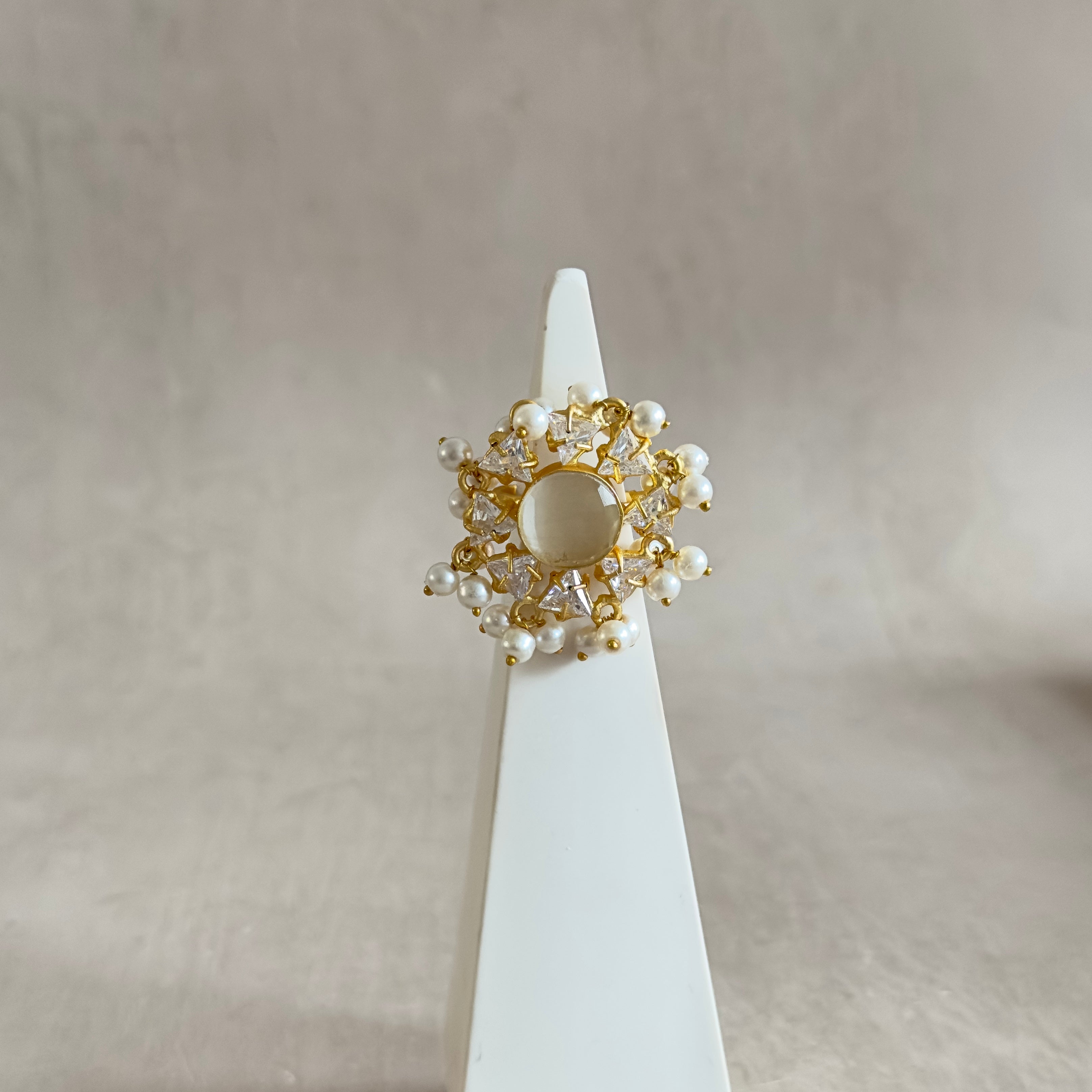 Paige Grey Crystal Ring - Ahseya & Co