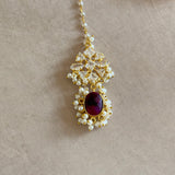 Melina Maroon Crystal Choker Set - Ahseya & Co