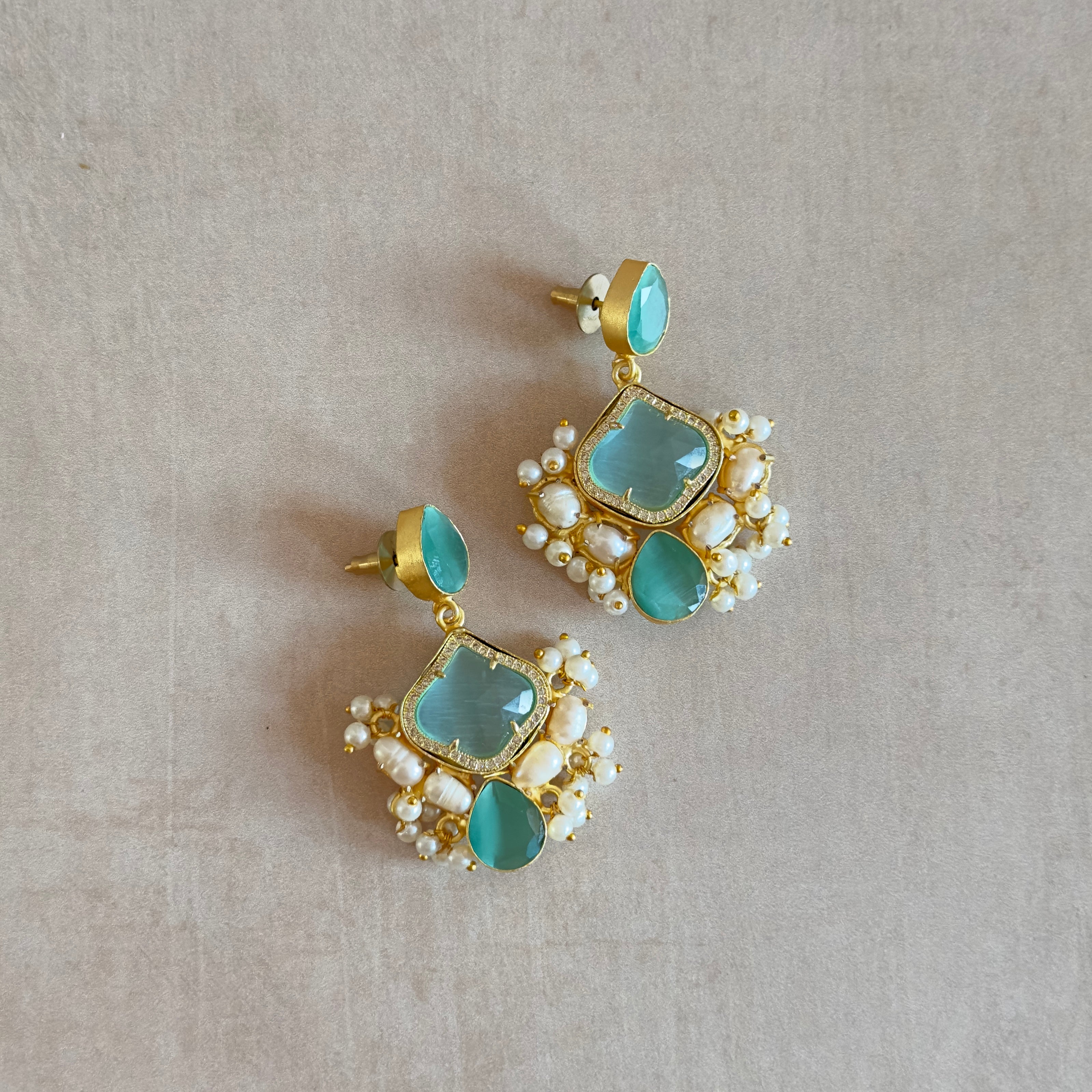 Mint Crystal Drop Earrings - Ahseya & Co