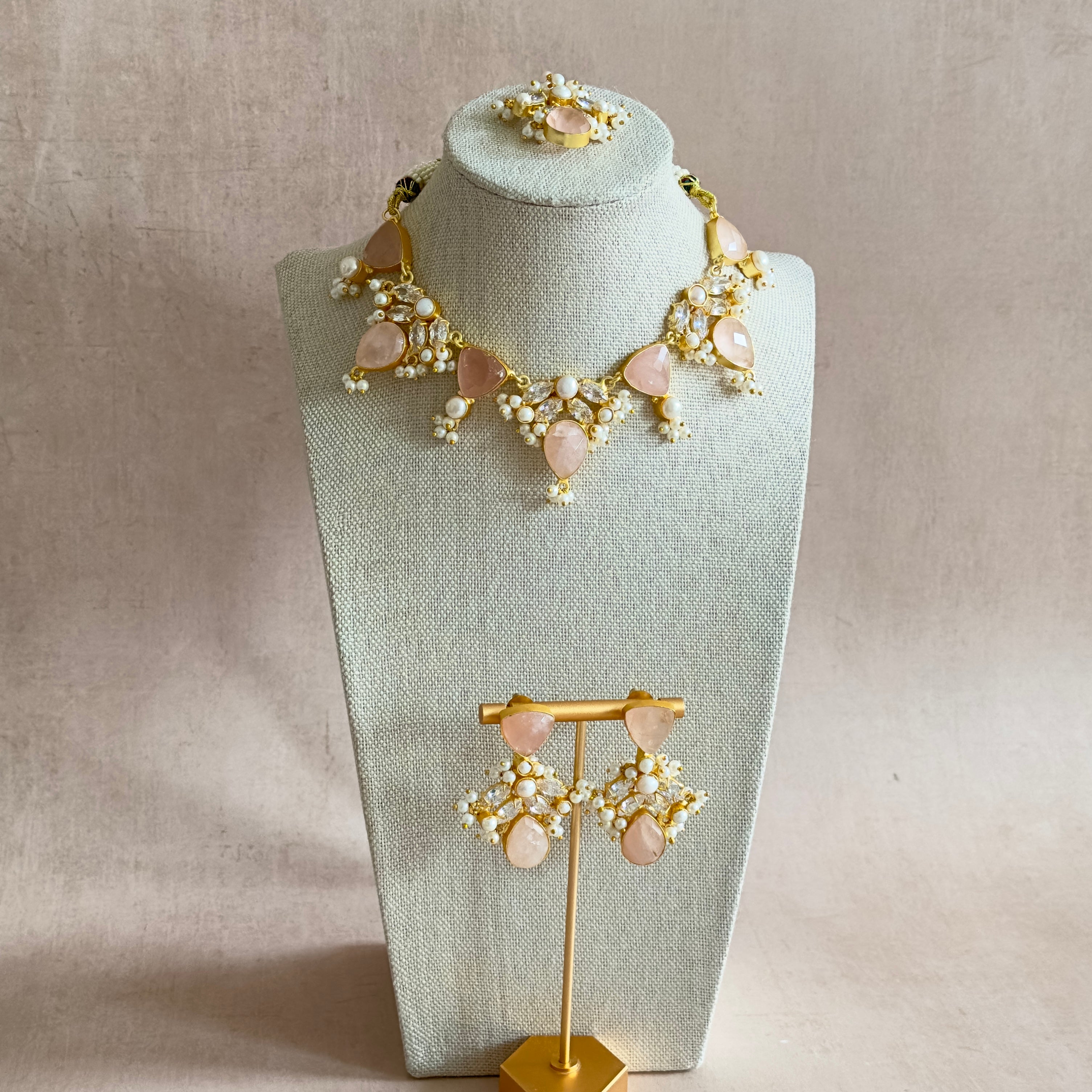 Joelle Pink Crystal Choker Set - Ahseya & Co