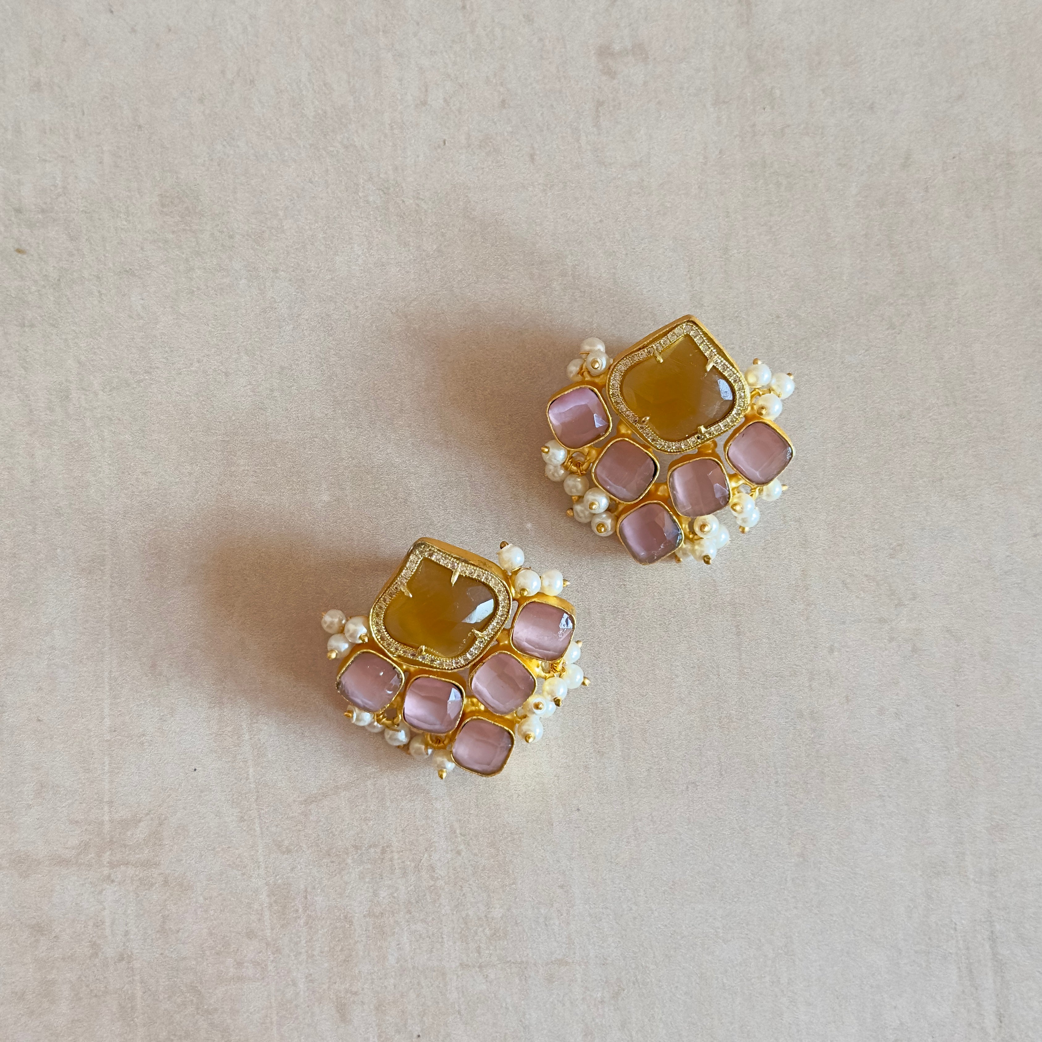Honey Pink Stud Earrings - Ahseya & Co