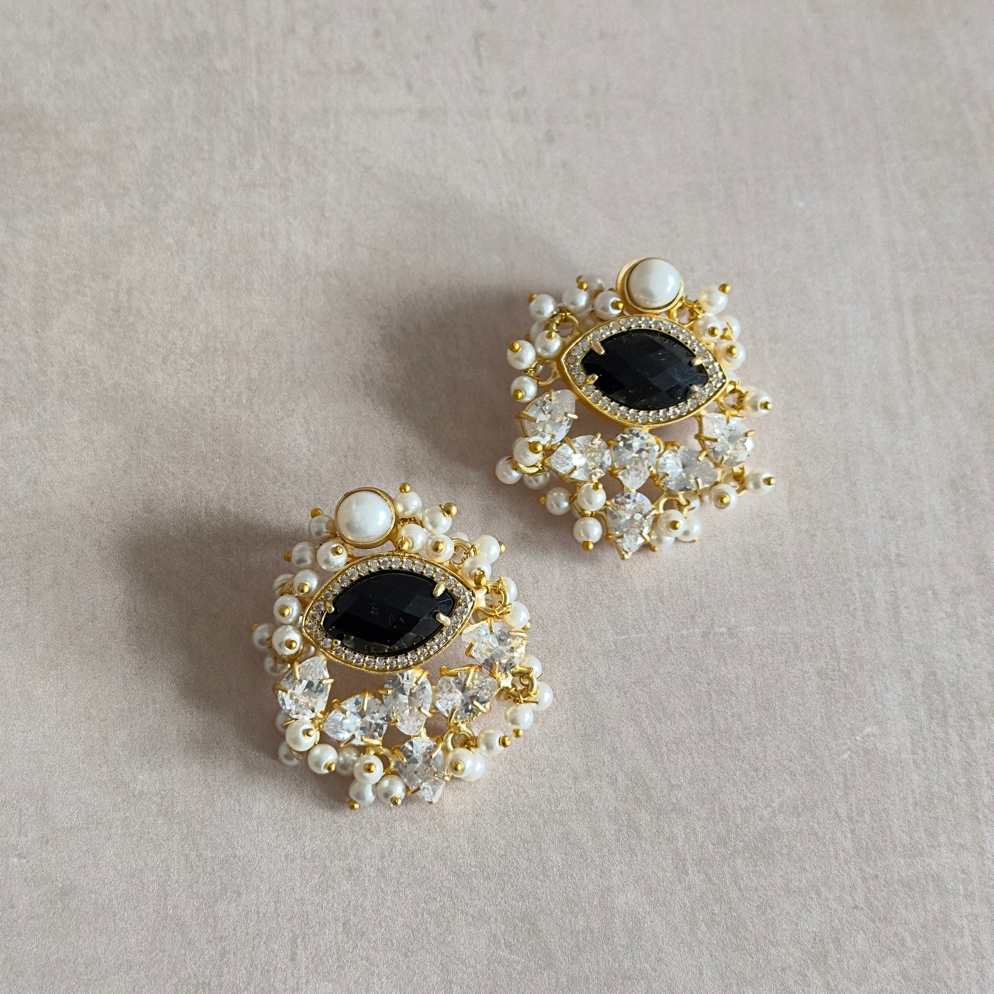 Lily Rose Black Pearl Stud Earrings - Ahseya & Co
