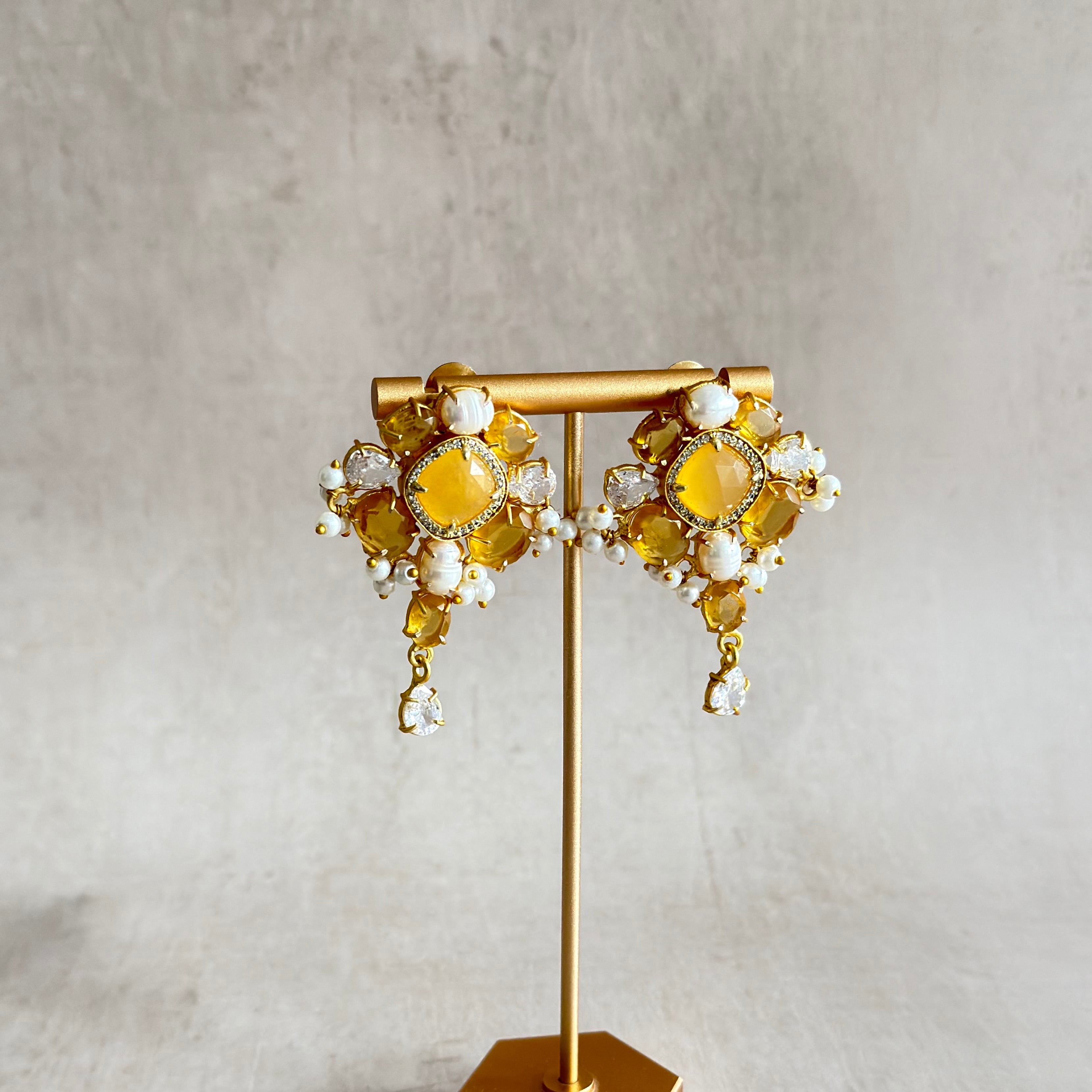 Reina Amber Crystal Drop Earrings - Ahseya & Co