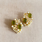 Roxy Olive Pearl Crystal Stud Earrings - Ahseya & Co
