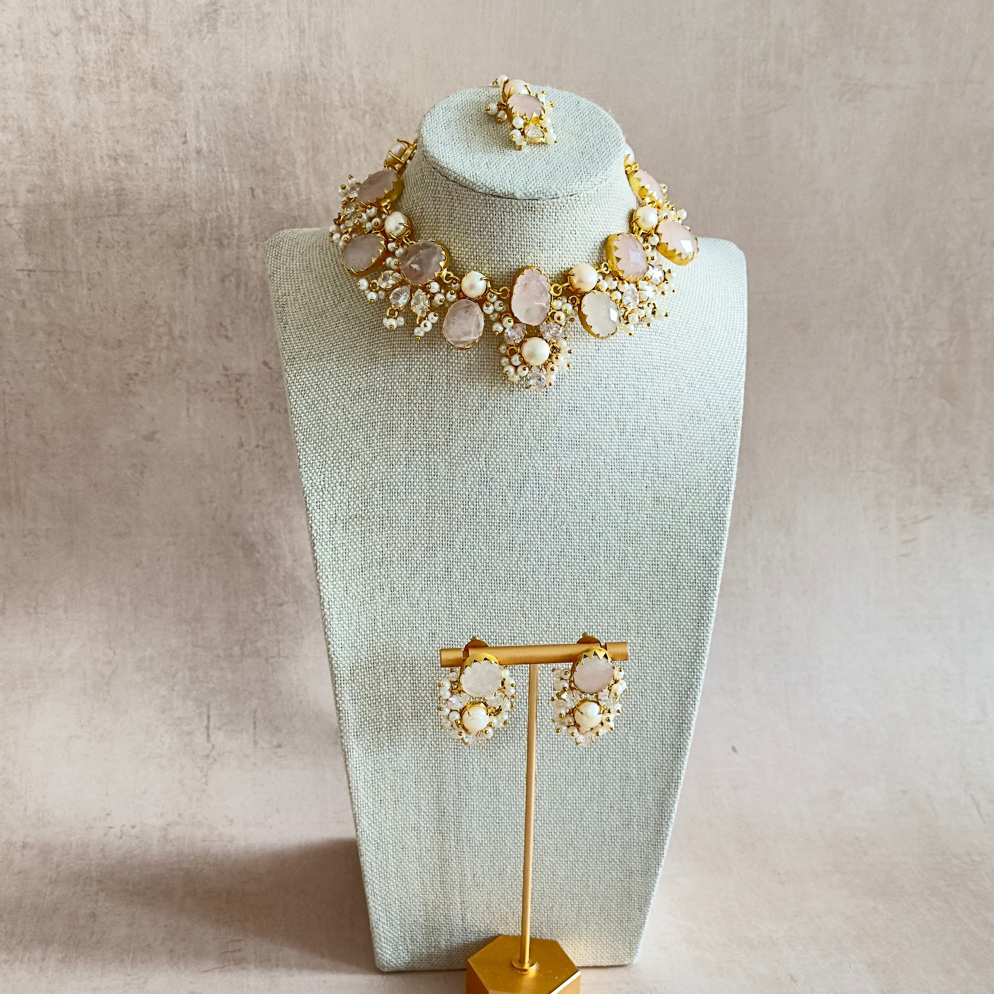 Carmen Rose Pearl Necklace Set - Ahseya & Co