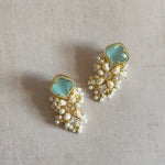Imaan Aqua Crystal Stud Earrings - Ahseya & Co