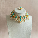 Hiba Turquoise Crystal Choker Set - Ahseya & Co