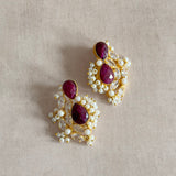 Yalina Maroon Crystal Stud Earrings