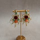 Areesha Maroon Pearl Stud Earrings
