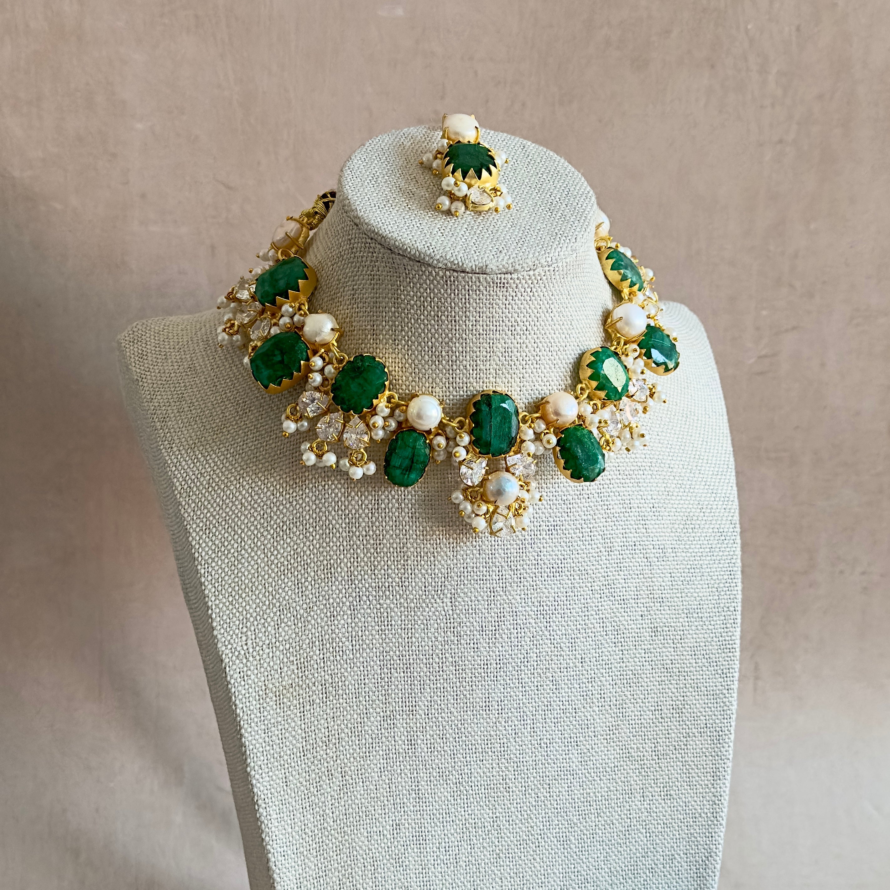 Carmen Green Pearl Necklace Set - Ahseya & Co
