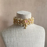 Khawla Pink Pearl Choker Set