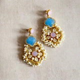 Zaylee Blue Pink Crystal Drop Earrings - Ahseya & Co