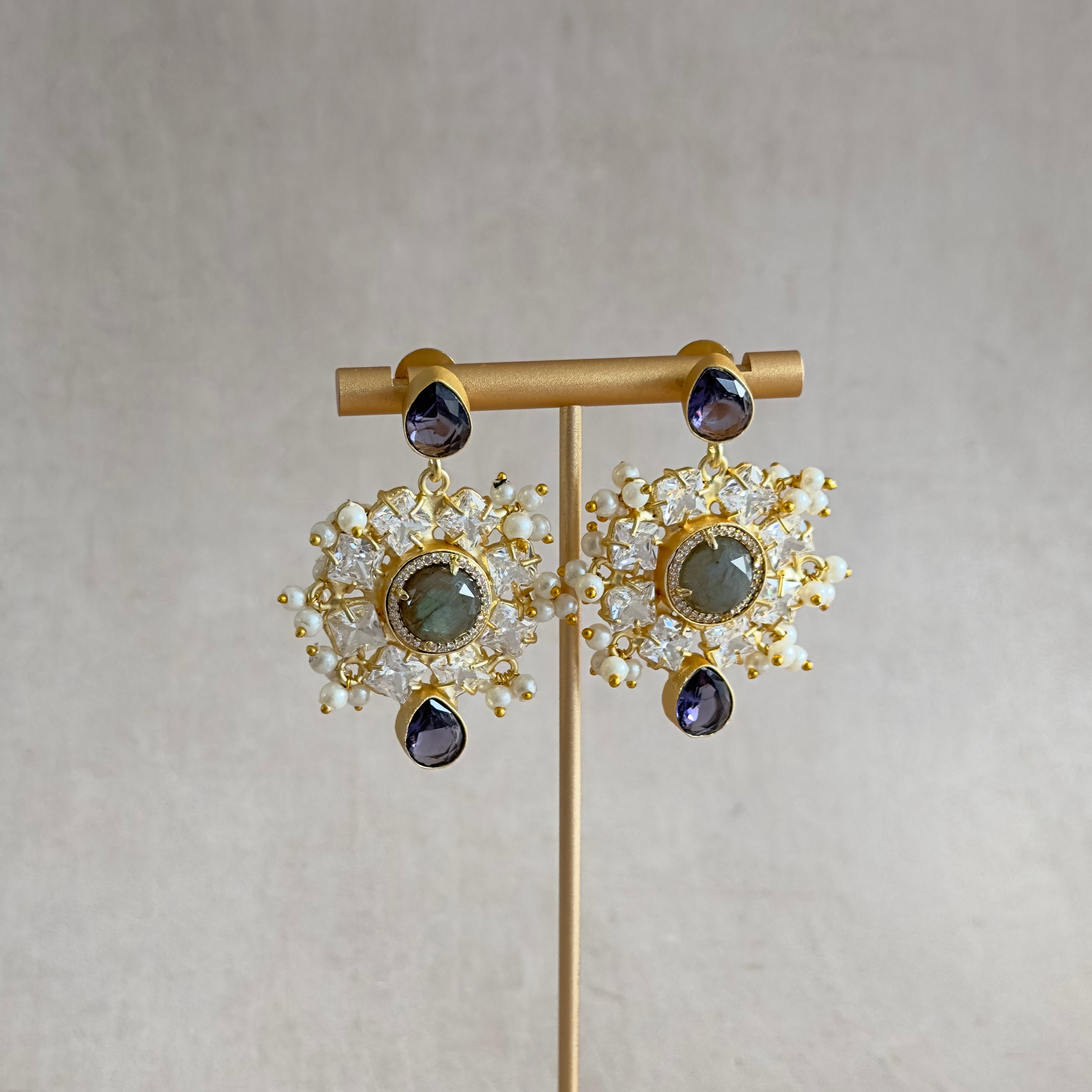 Ghazal Purple Drop Earrings - Ahseya & Co