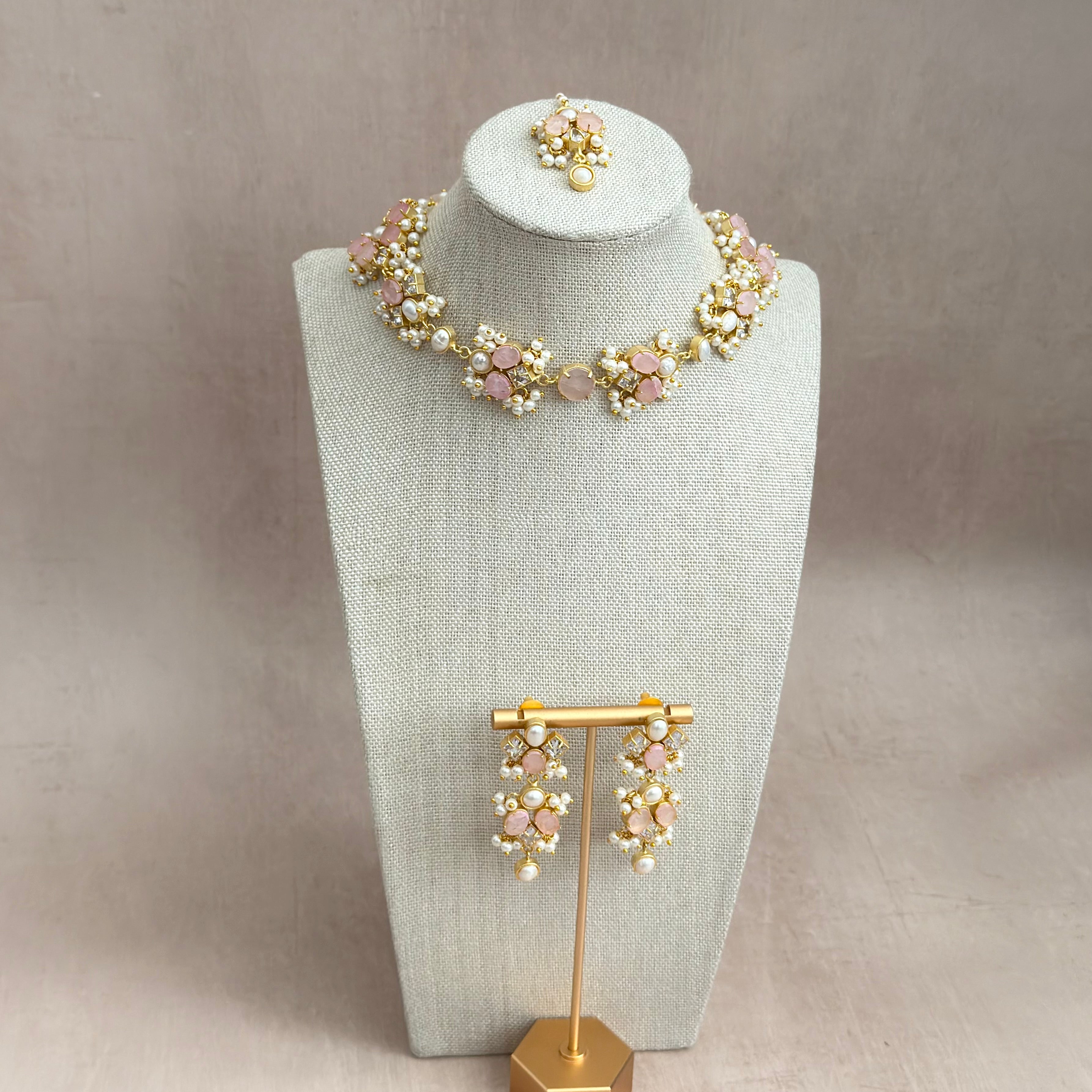 Elouise Pink Necklace Set - Ahseya & Co