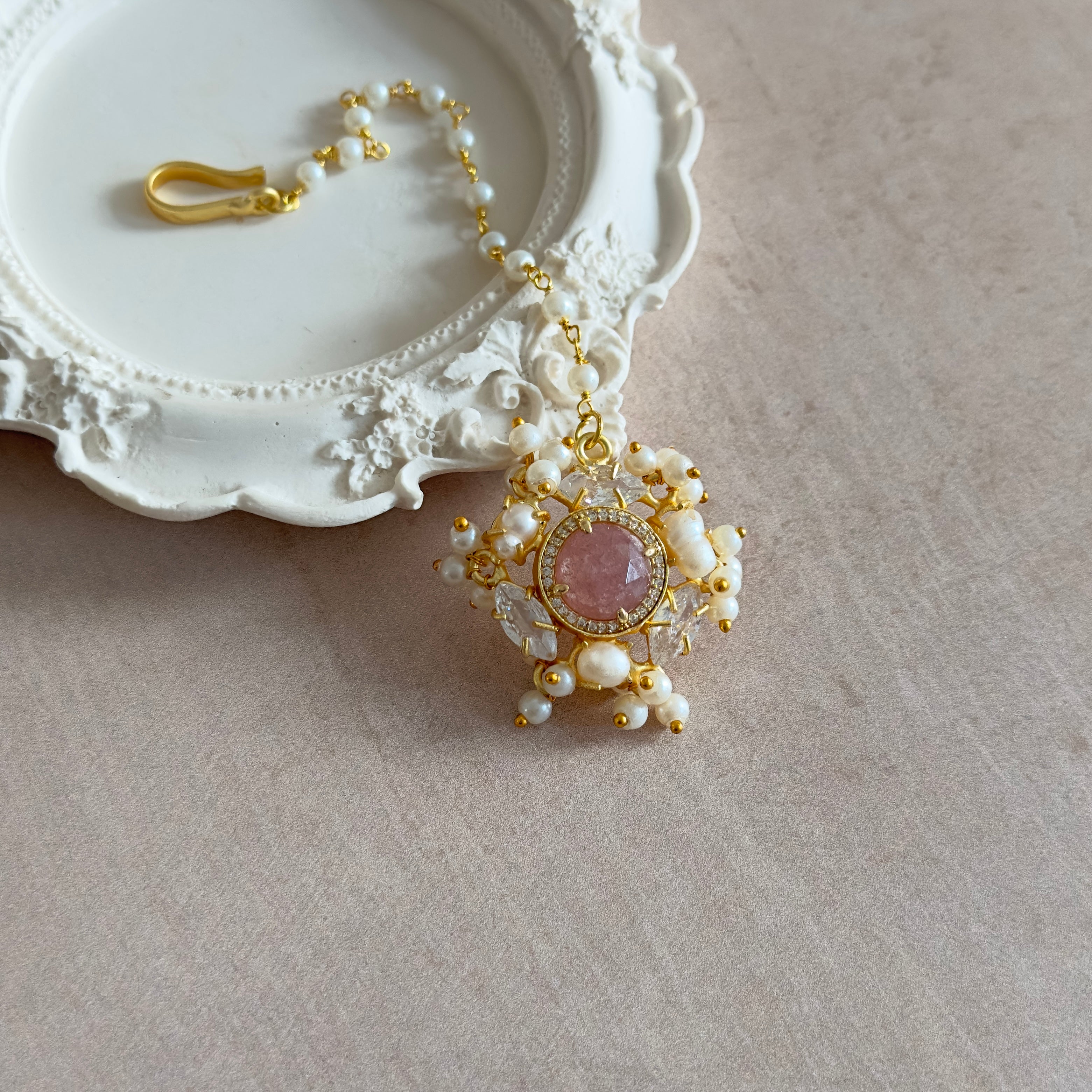 Annie Pink Crystal Tikka - Ahseya & Co