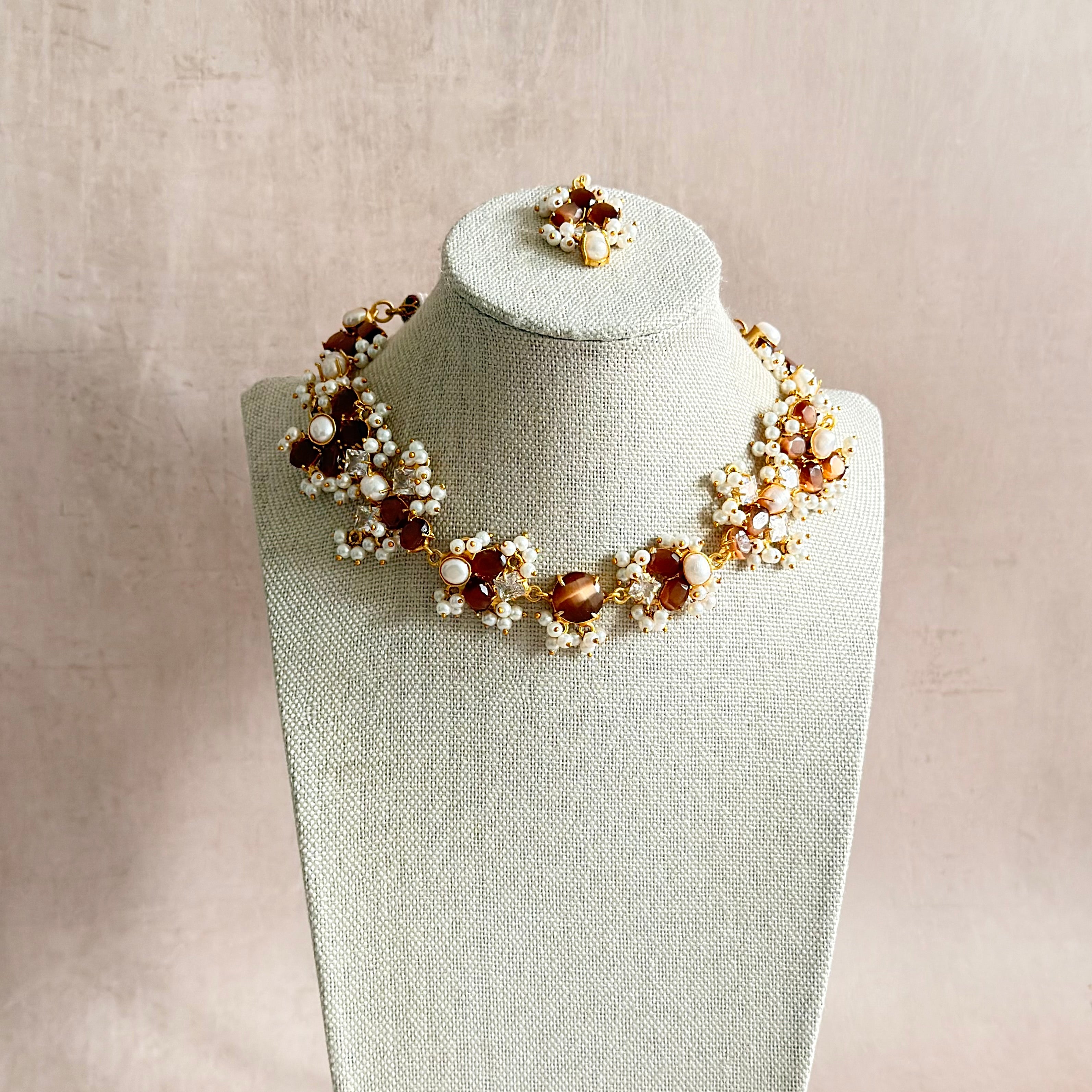 Elouise Espresso Necklace Set - Ahseya & Co