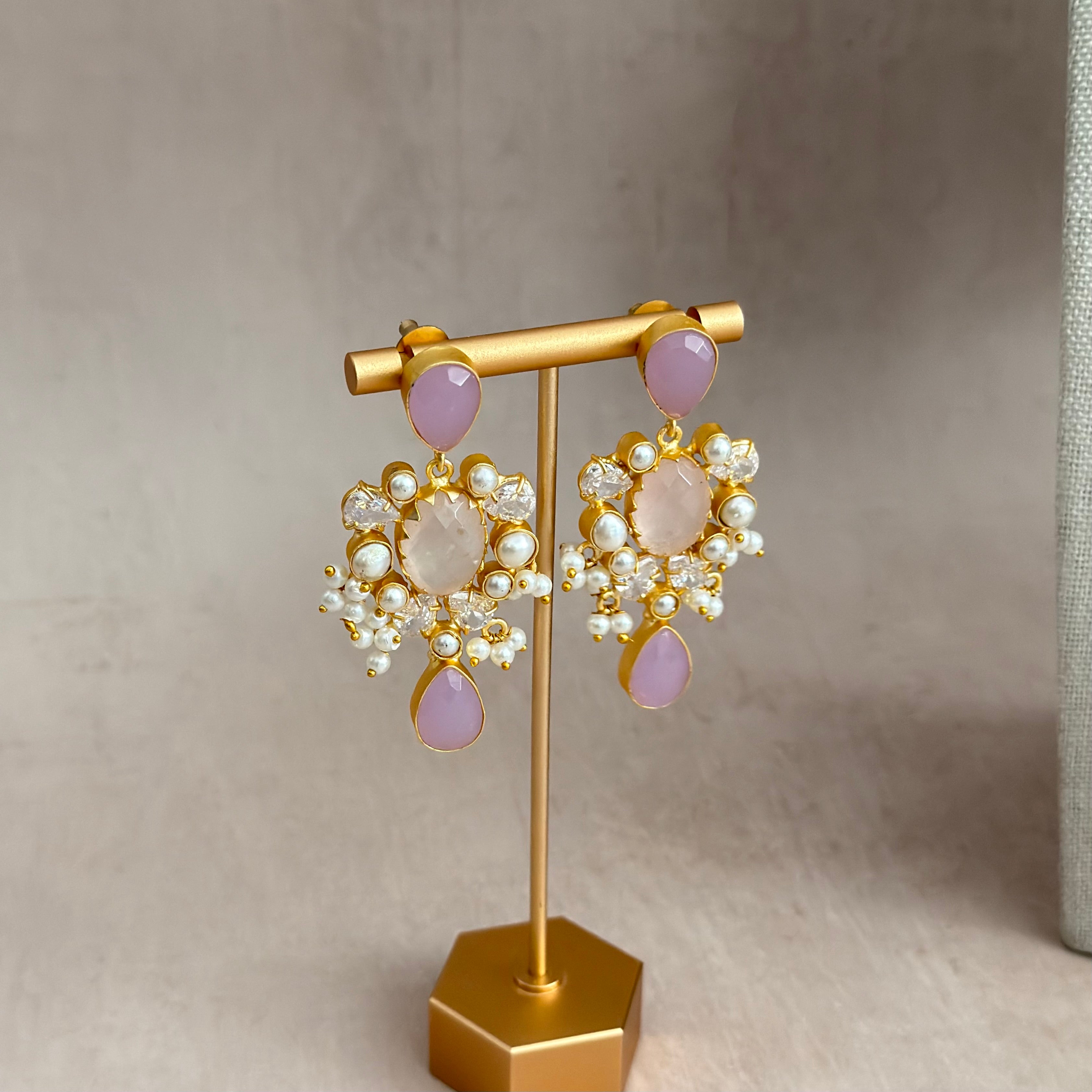 Rahma Rose Lilac Crystal Necklace Set - Ahseya & Co