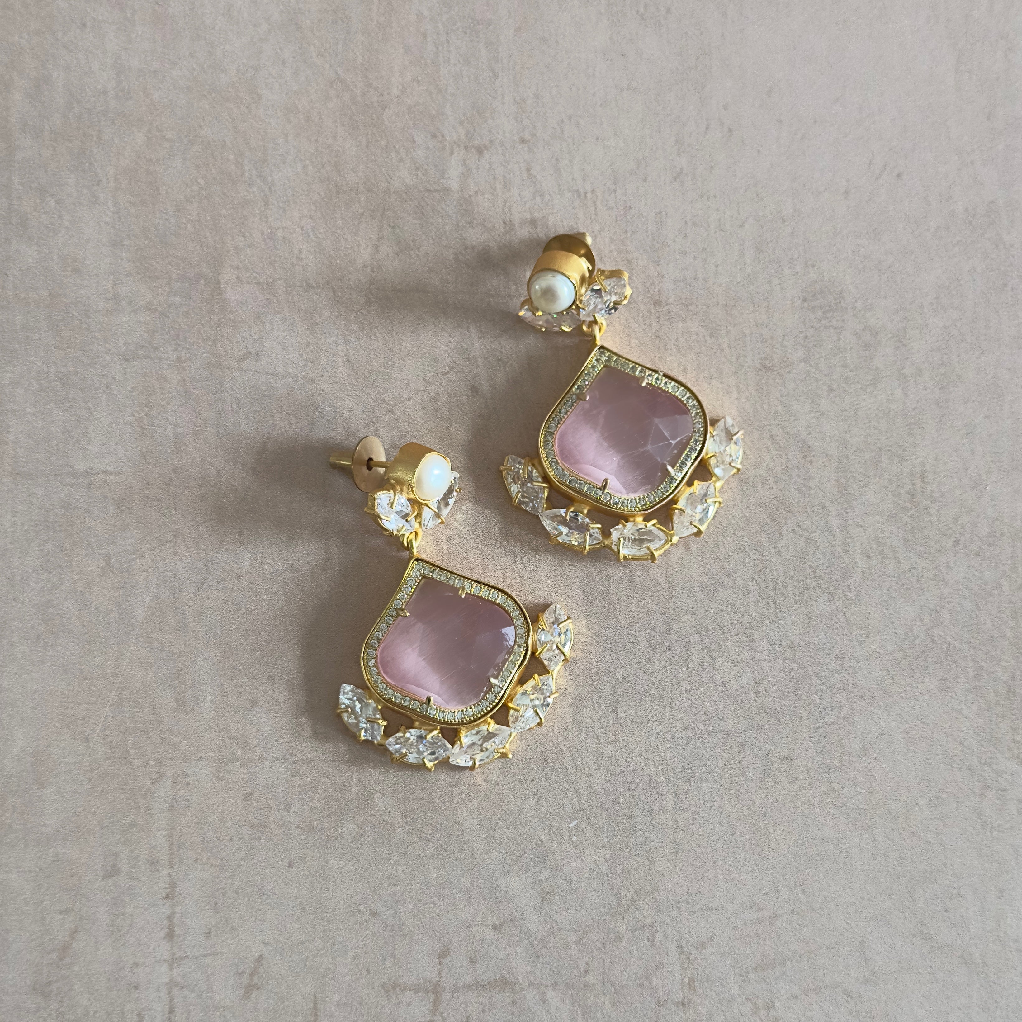 Neema Pink Pearl Drop Earrings - Ahseya & Co.