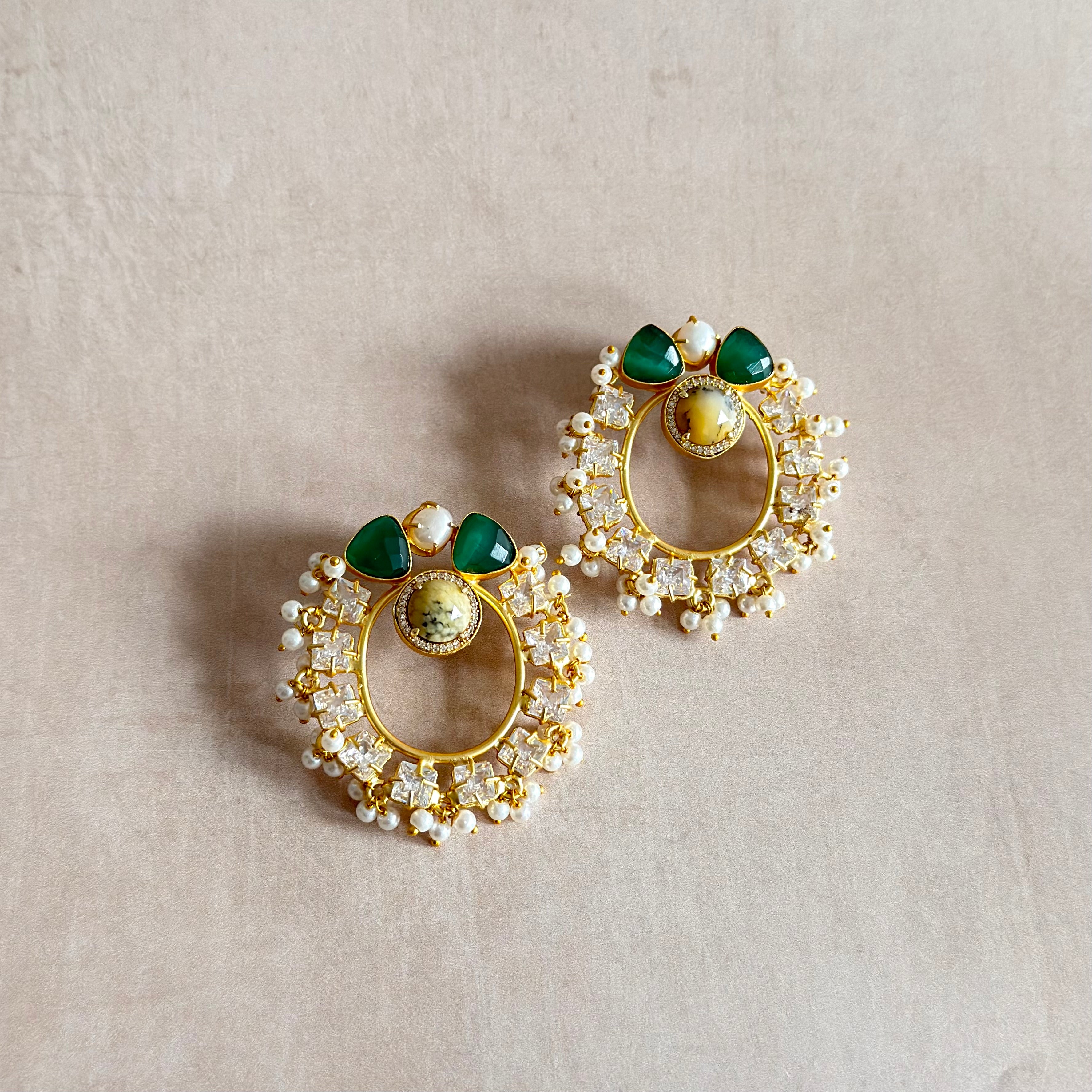 Sloane Green Crystal Stud Earrings - Ahseya & Co