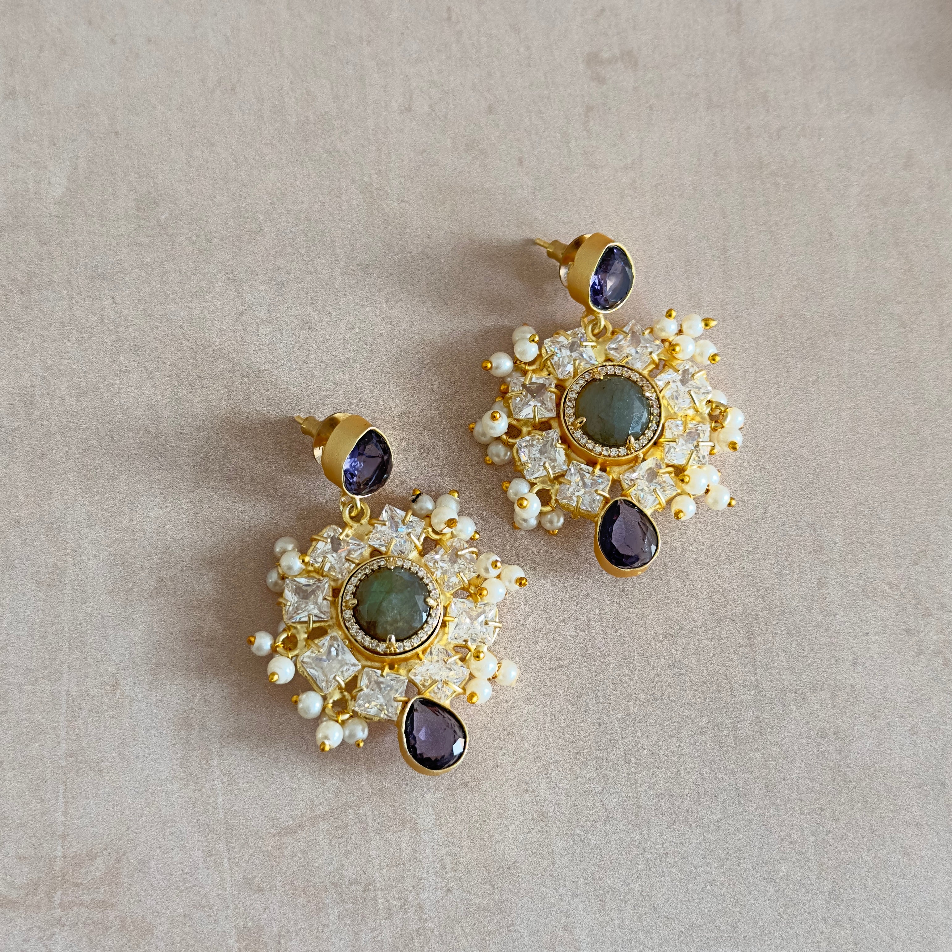 Ghazal Purple Drop Earrings - Ahseya & Co