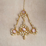 Minal Pink Grey Crystal Jhumar