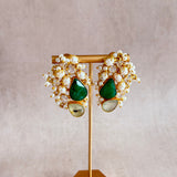 Shahira Green Pearl Crystal Stud Earrings - Ahseya & Co