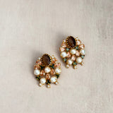 Lotus Brown Pearl Stud Earrings