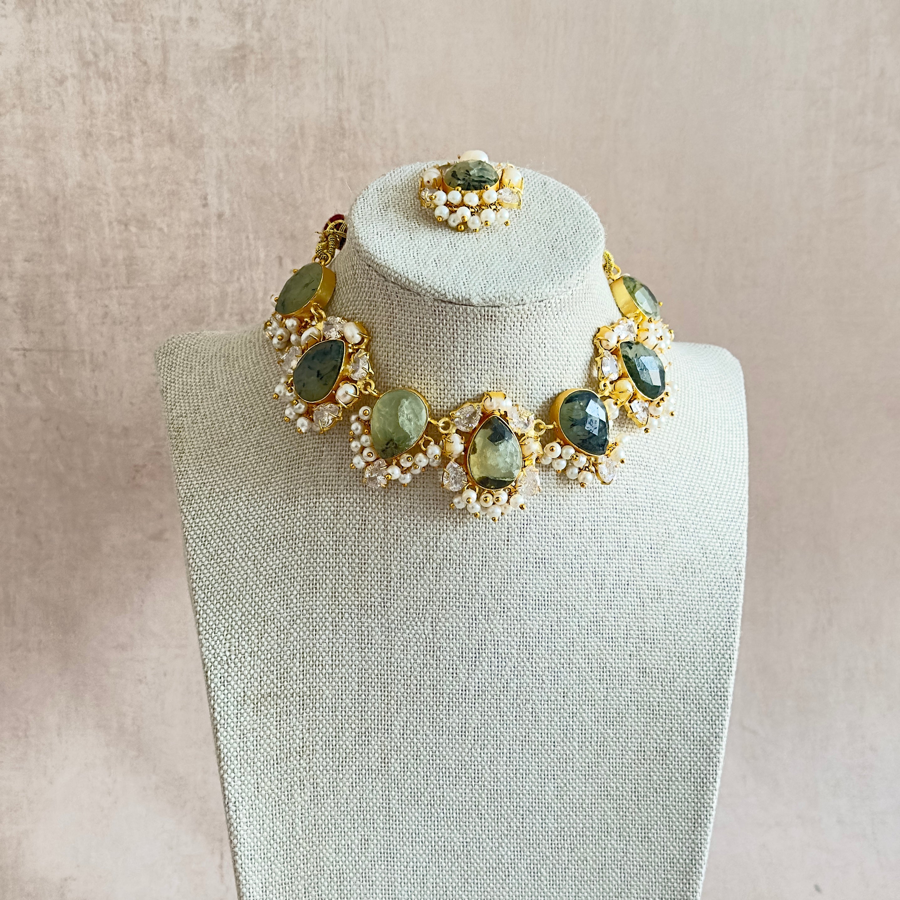 Laurel Olive Crystal Choker Set - Ahseya & Co