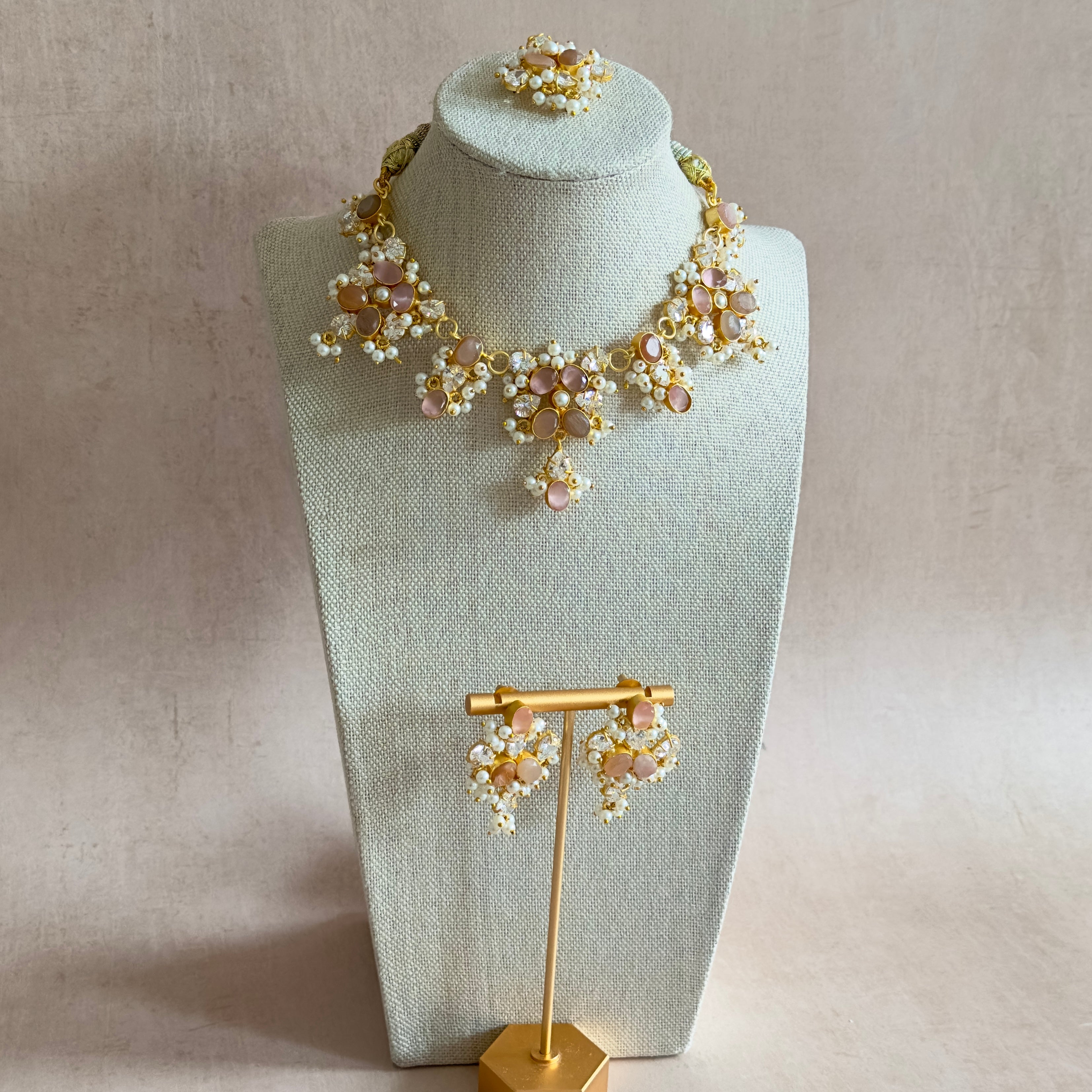Munira Peach Necklace Set - Ahseya & Co