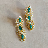 Green Pearl Statement Earrings