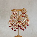 Caitlin Maroon Kundan Drop Earrings