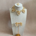 Wafaa Peach Crystal Necklace Set - Ahseya & Co