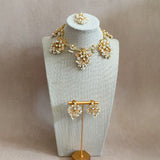 Wafaa Peach Crystal Necklace Set - Ahseya & Co