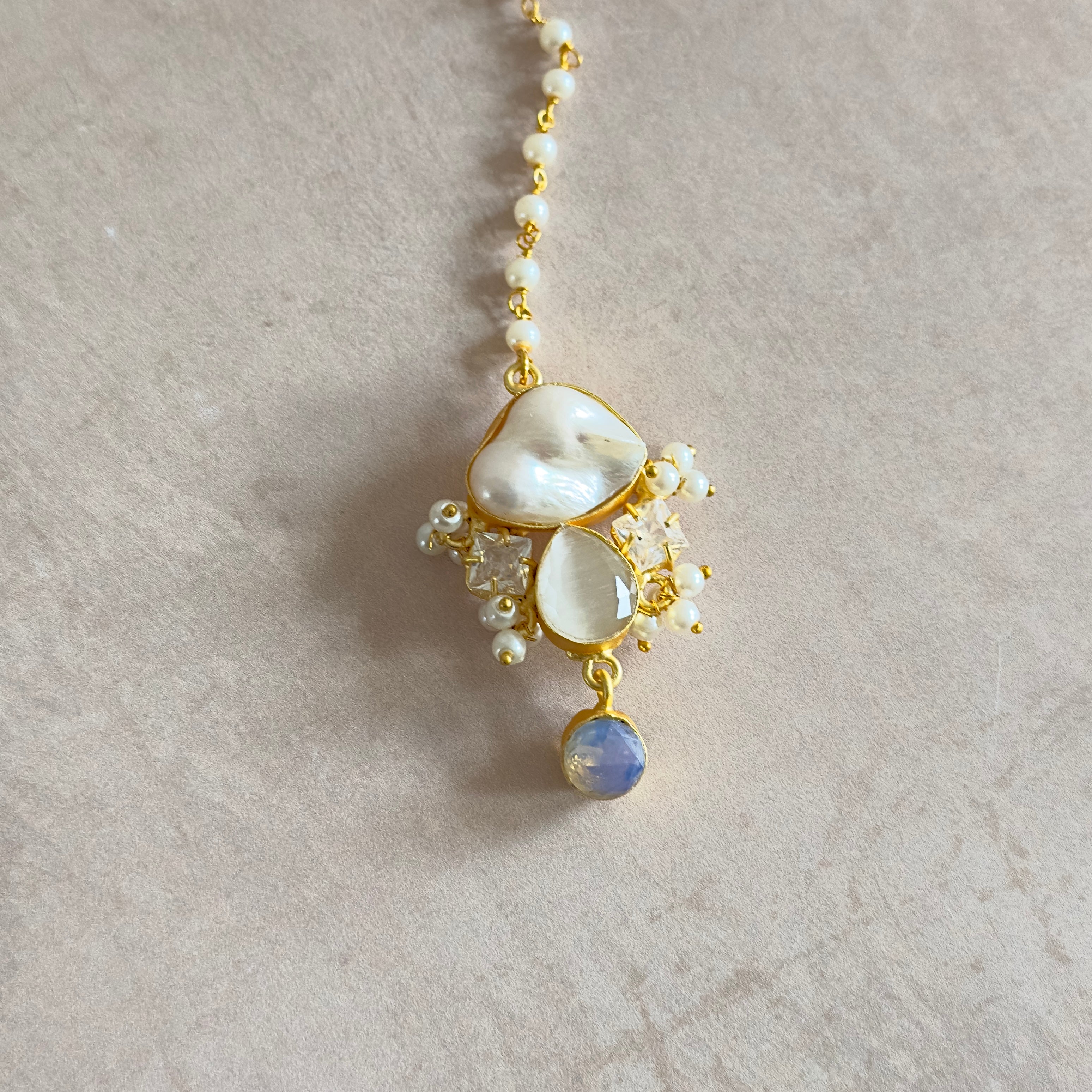 Natalia Pearl Crystal Necklace Set - Ahseya & Co