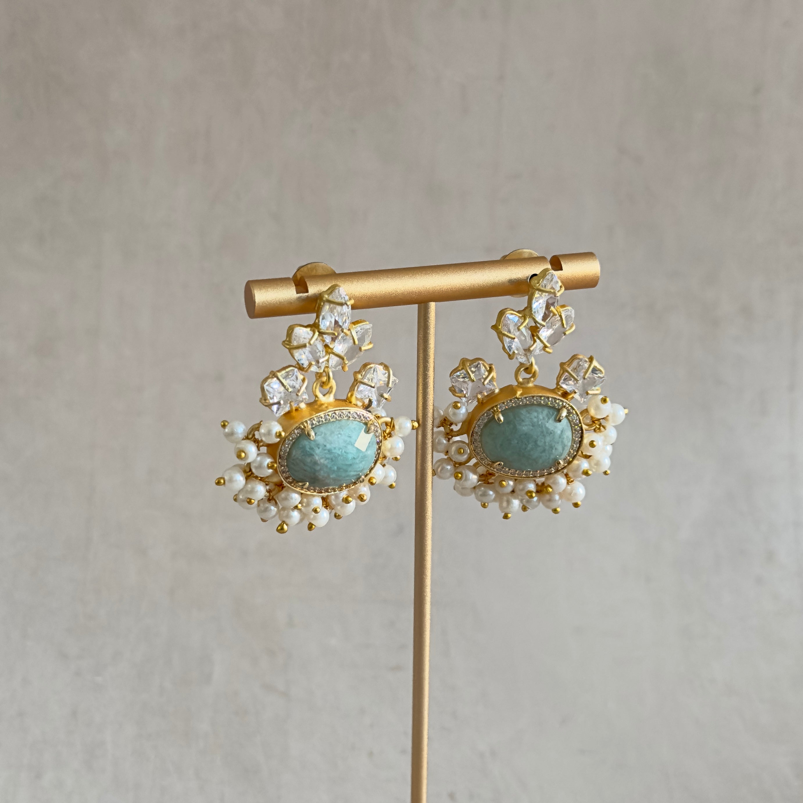 Jade Crystal Drop Earrings - Ahseya & Co