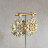 Aqsa Olive Pearl Drop Earrings