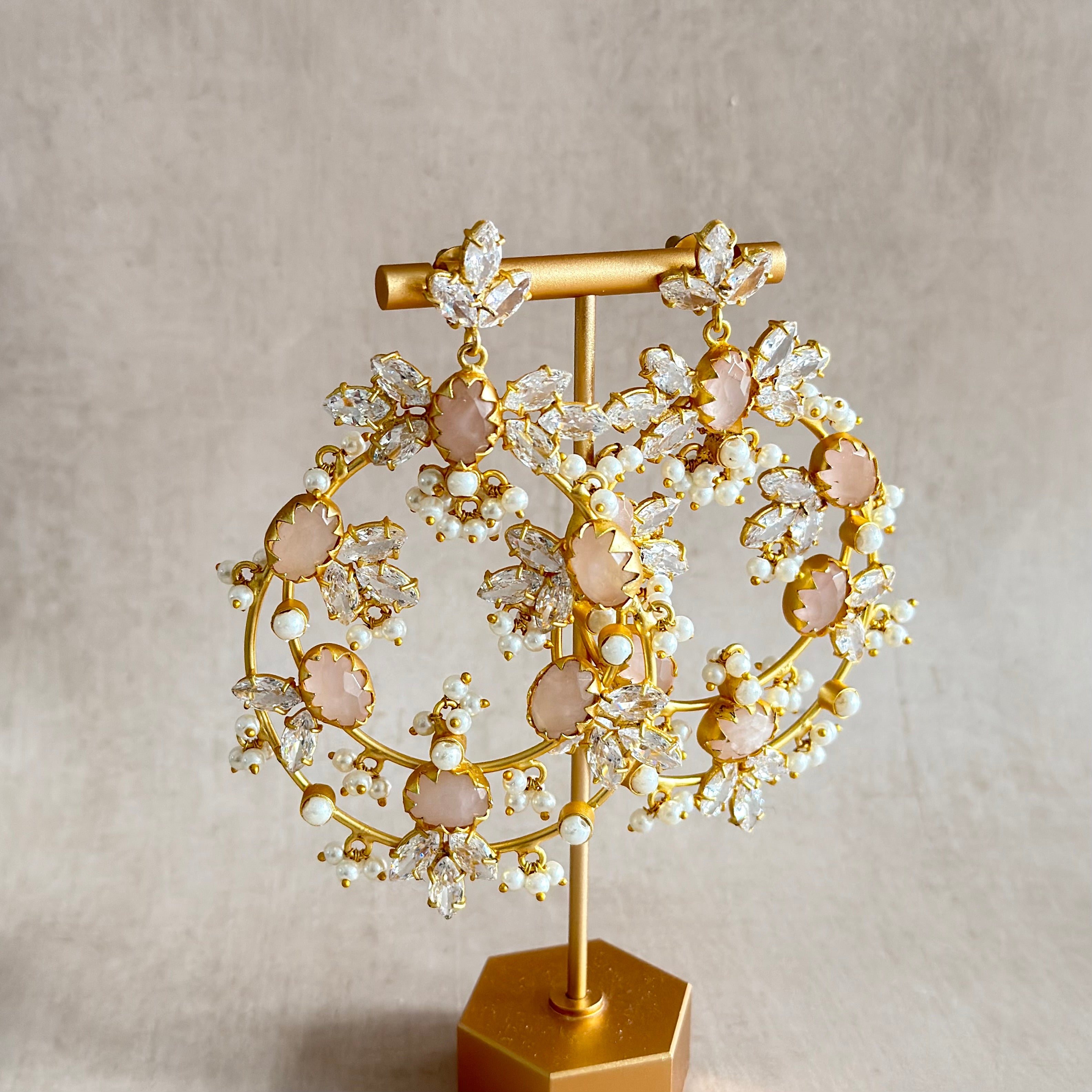 Tareen Rose Crystal Drop Earrings - Ahseya & Co