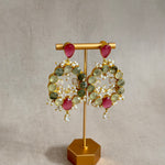 Moona Olive Pink Crystal Drop Earrings - Ahseya & Co