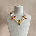 Ada Fuchsia Pearl Necklace set - Ahseya & Co