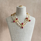 Ada Fuchsia Pearl Necklace set - Ahseya & Co