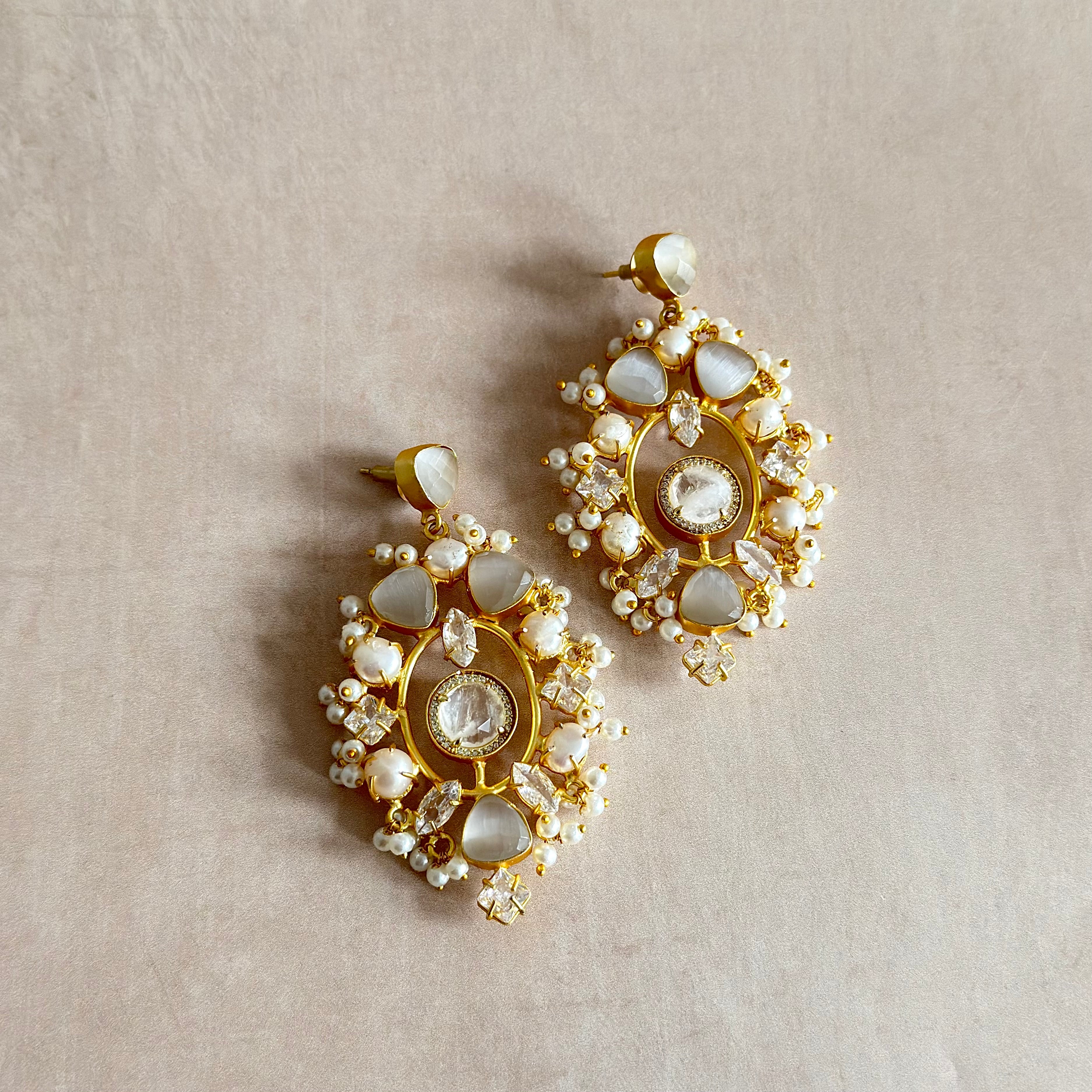 Rumiya Grey Crystal Drop Earrings - Ahseya & Co