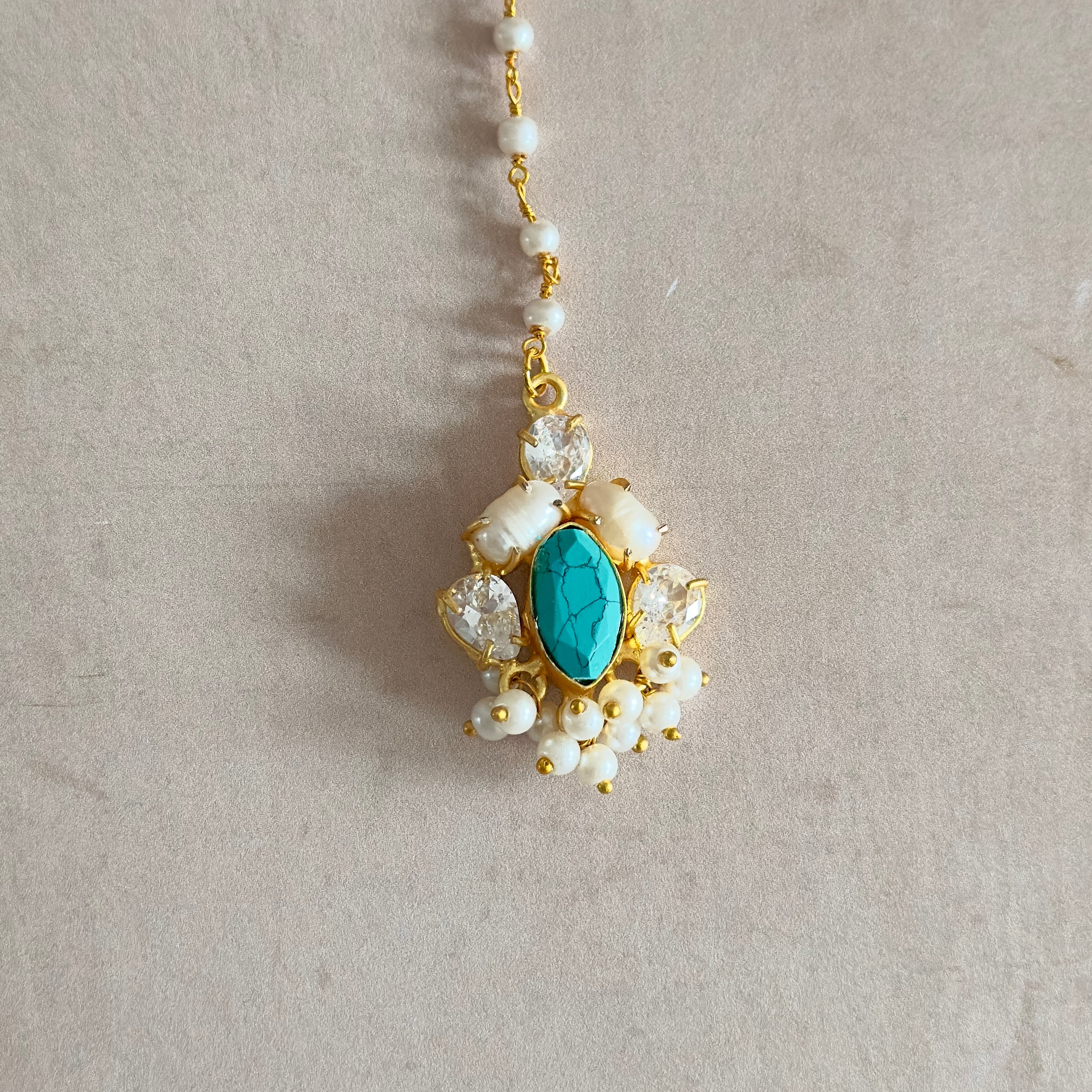 Hiba Turquoise Crystal Choker Set - Ahseya & Co