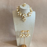 Inaya Crystal Pearl Choker Necklace Set