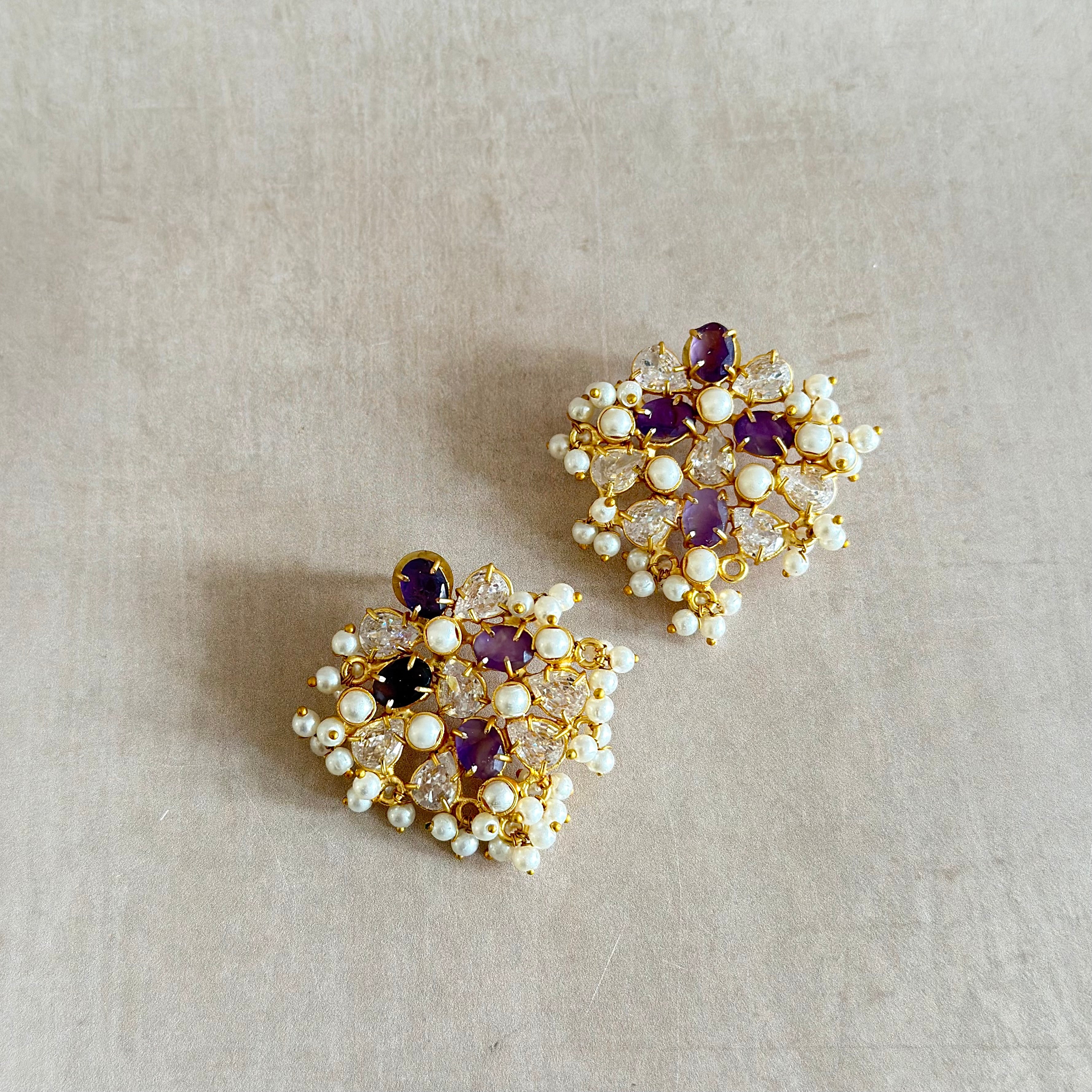 Ulani Purple Stud Earrings - Ahseya & Co